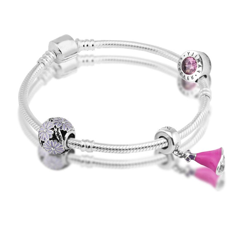 Clasp Bracelets with 3pcs Beads in a set 100% 925 Sterling Silver Jewelry