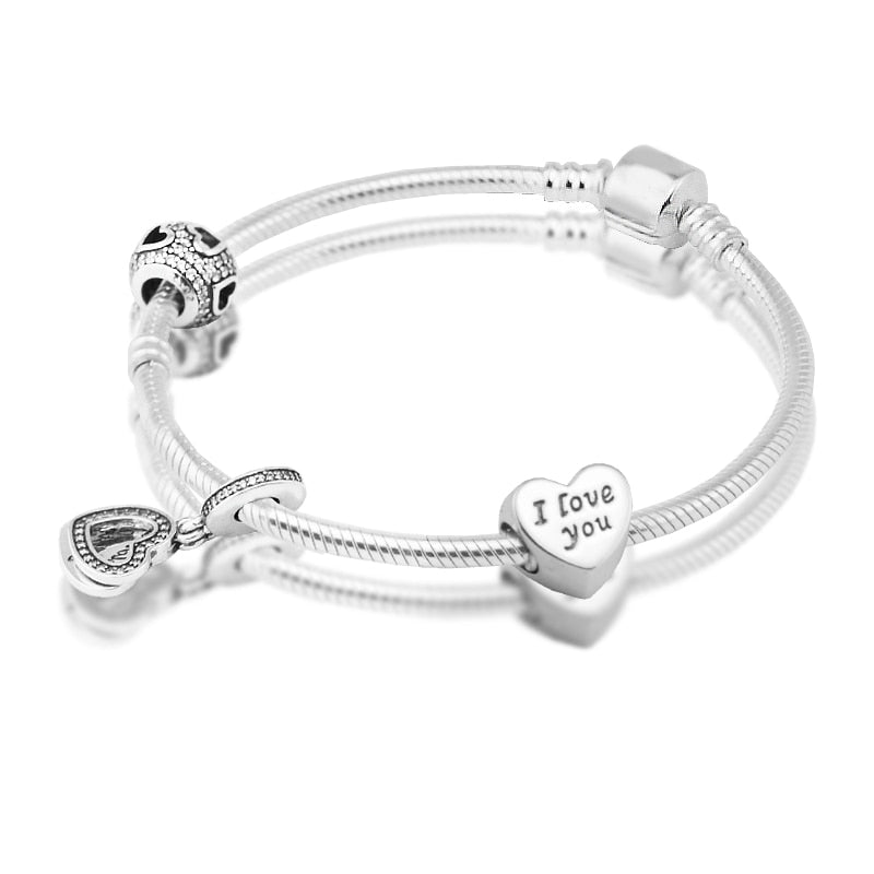 Clasp Bracelets with 3pcs Beads in a set 100% 925 Sterling Silver Jewelry