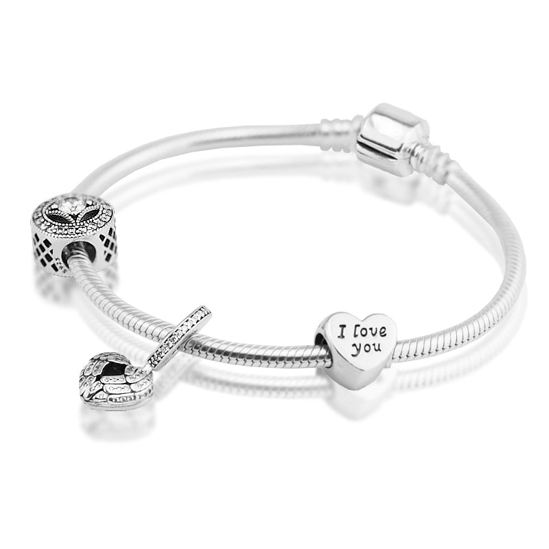 Clasp Bracelets with 3pcs Beads in a set 100% 925 Sterling Silver Jewelry