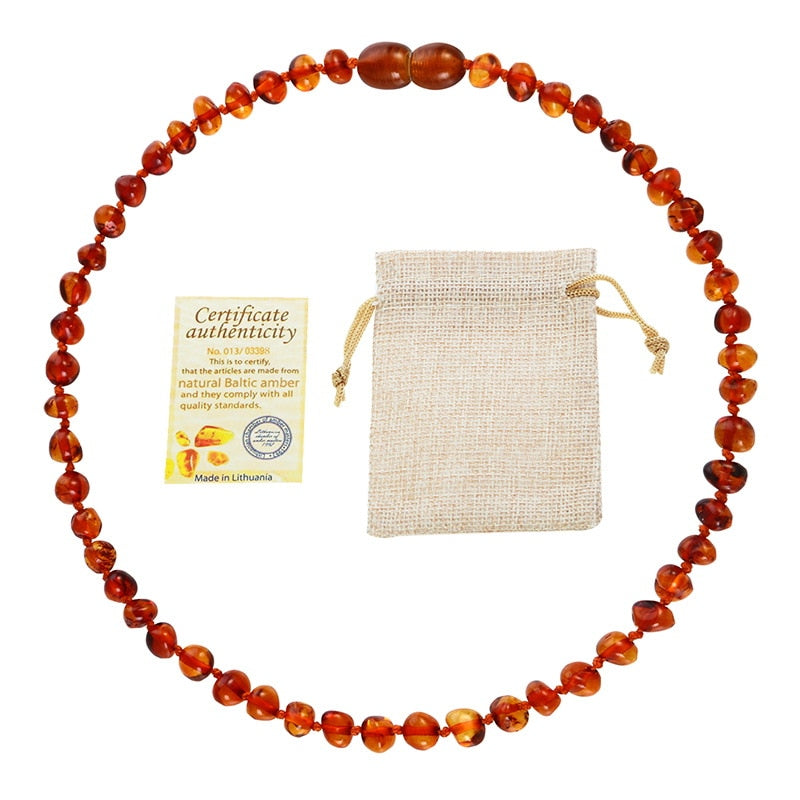 Classic 10 Colors Original Amber Teething Necklace for Baby Lab Tested Authentic Natural Amber Stone Necklaces for Baby Jewelry