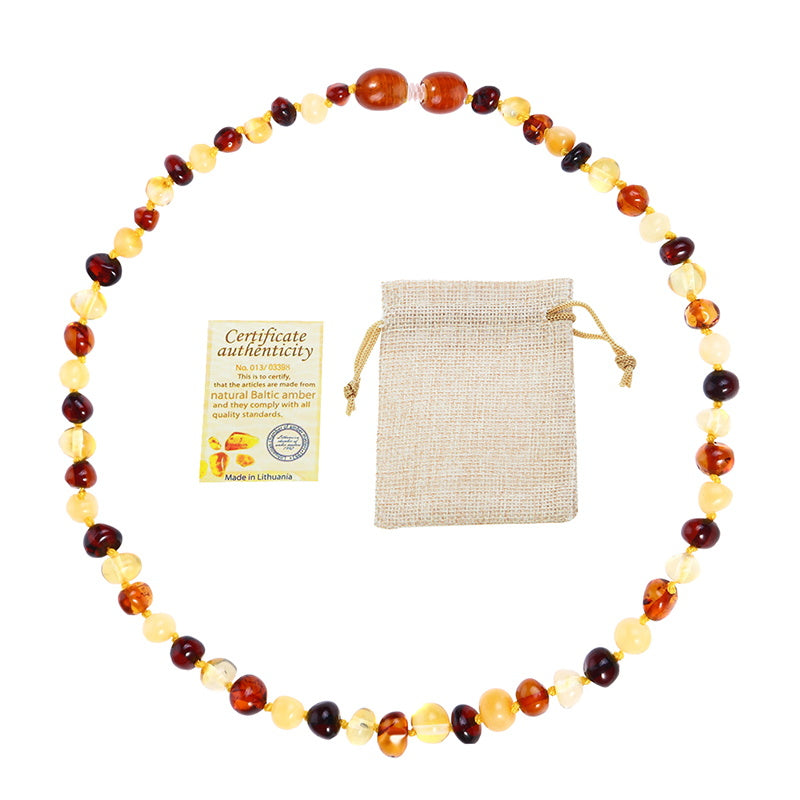 Classic 10 Colors Original Amber Teething Necklace for Baby Lab Tested Authentic Natural Amber Stone Necklaces for Baby Jewelry