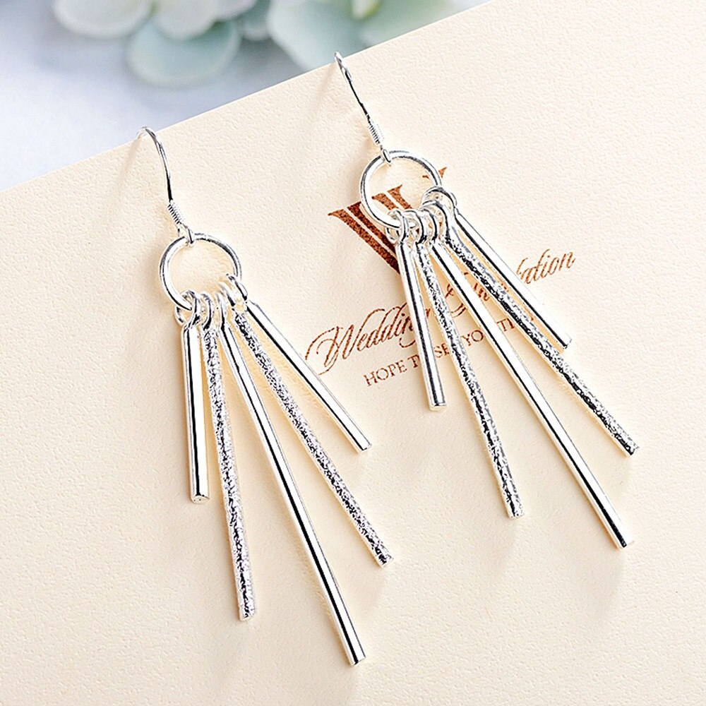 Classic 18K gold  925 Sterling Silver five column Earrings for women Jewelry charms weeding party Gifts