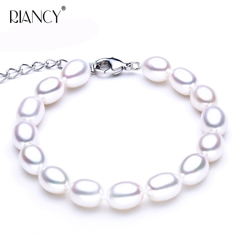 Classic 8-9mm Natural Pearl Bracelets For Women White/multicolor Pearl Jewelry 18cm+4cm Extended Chain