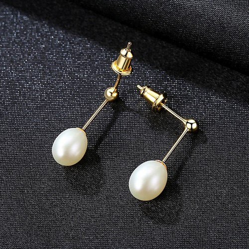Classic 925 Silver 7-8MM Korean Fashion Jewelry Wholesale Sweet and Simple Natural Pearl Stud Earrings For Women Gift