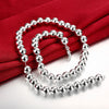 Classic 925 Stamped Silver fine 10MM Smooth Beads Necklaces for Women wedding Christmas Gifts charms noble Jewelry