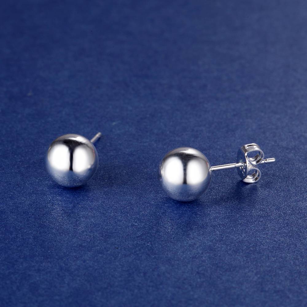Classic 925 Sterling Silver 8mm 10MM beads studs Earrings for Women elegant Christmas gifts wedding party Jewelry