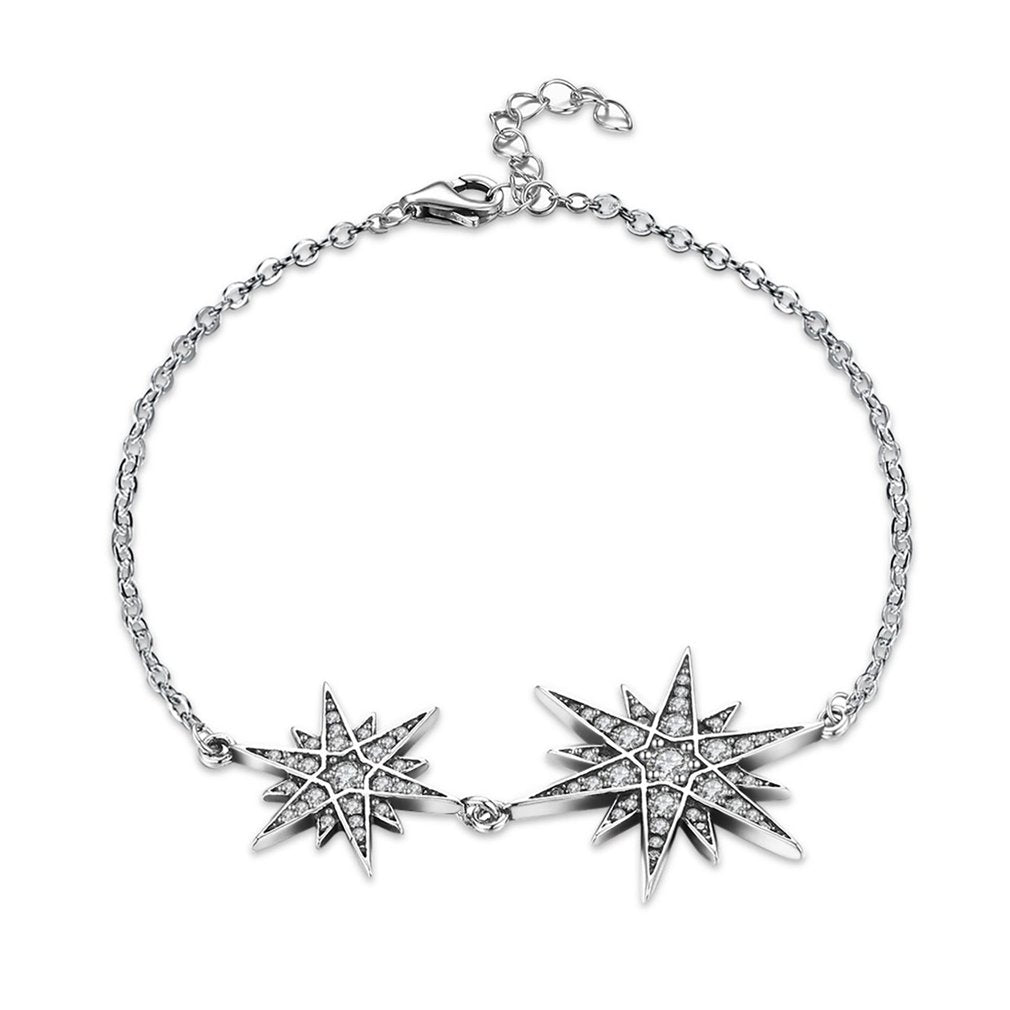 Classic 925 Sterling Silver Bracelet Star/Four-leaf Hand Link Chain Romantic Girls Jewelry fit For Party Wedding Hand Decoration