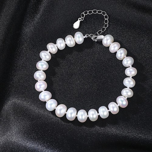 Classic 925 Sterling Silver Charm Chain 100% Natural Pearl Bracelet For Women Jewelry Accessories