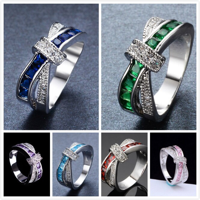Classic 925 Sterling Silver diamond rings For Women Colored zircon size 6-10 wedding accessories Party Gift Jewelry