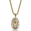 Classic Ancient Egyptian Tutankhamun Gold Mask Zircon Inlaid Pendant Necklace Hip hop Men's Rock Party Jewelry
