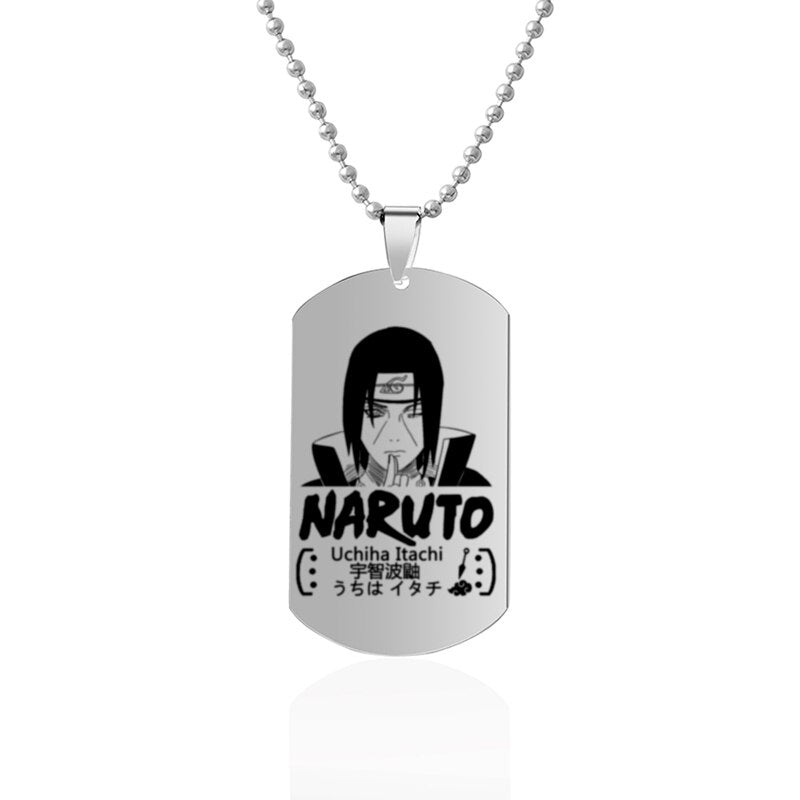 Classic Anime Ninja Uzumaki Uchiha Sasuke Figure Pendant Necklace Cosplay Silver Color Stainless Steel Dog Tags Necklaces