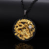 Classic Black Gold Dragon Carved CZ Pendant Necklace Vintage Punk Cool Street Jewelry for Men Hip Hop Rock Biker Jewelry Gift