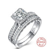 Classic Couple Rings For Women Set Ring Sterling S925 Silver Bridal Wedding Cubic Zirconia Fine Jewelry Cincin Wanita S027