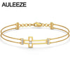 Classic Cross Natural Diamond Bracelet Genuine 14K Yellow Gold Real Bracelets For Women Beautiful Romantic Wedding Bracelet