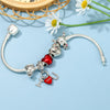 Classic Design Red Crystal I LOVE Pendant Beads Bracelet Silver Color Boy Girl Charm Jewelry Bracelet For Women Pulsera Mujer