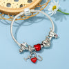 Classic Design Red Crystal I LOVE Pendant Beads Bracelet Silver Color Boy Girl Charm Jewelry Bracelet For Women Pulsera Mujer