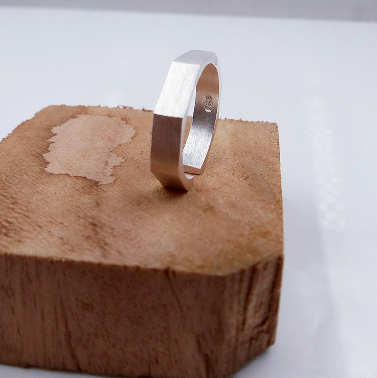 Classic Diy Girls Finger Ring Hexagon Shape Open Silver Ring For Women Jewelry