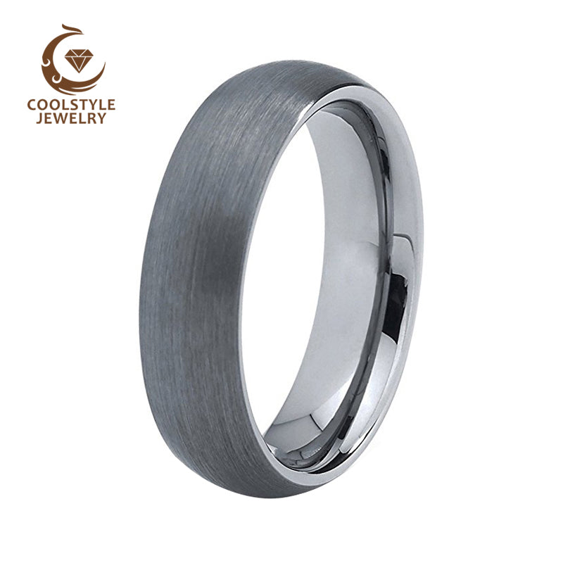 Classic Domed Tungsten Carbide Wedding Band 6mm Anniversary Ring All Brushed Comfort Fit