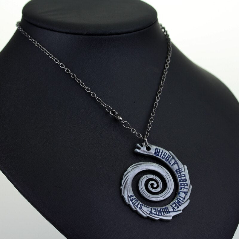 Classic Dr Who Pendants Necklaces Wibbly Wobbly Timey Wimey Spiral Design Vintage Charm Necklace Hollow Women Gift