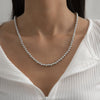 Classic Imitation Pearl Strand Choker Necklace White Gold Silver Color Beads Chain OT Lariat Clavicle Collar Necklace Jewelry