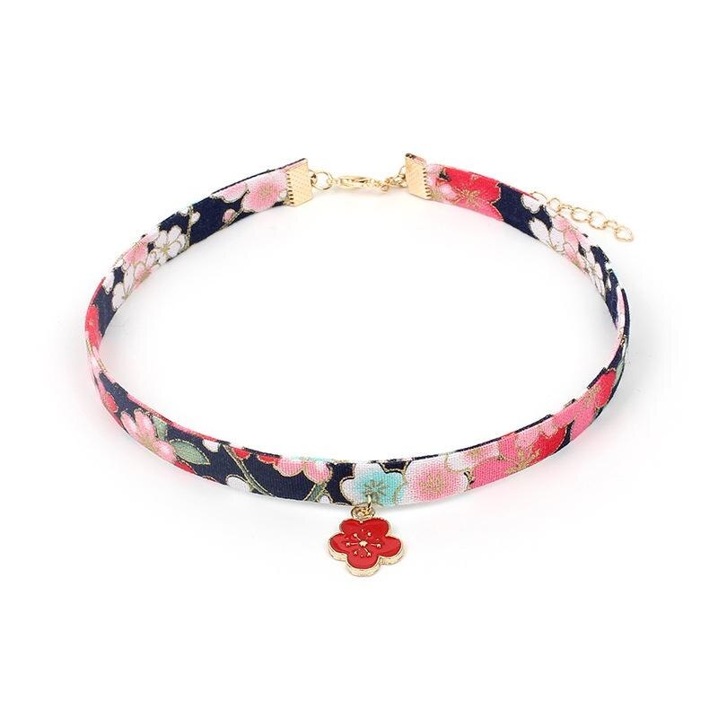 Classic Japanese Style Vintage Ribbon Rope Doll Choker Cute Romantic Women Bird Cat Carp 2021 Party Club Pendant Short Necklace