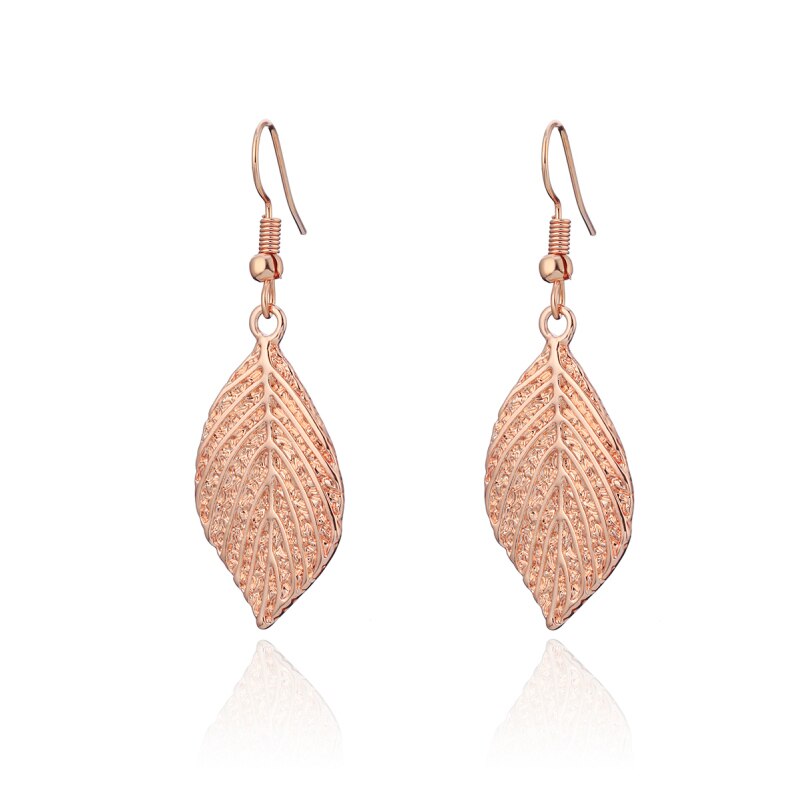 Classic Leaf Drop Earrings for Women Trendy Vintage Long Pendant Dangler Silvery Rose Gold Earring Gift for Girl Jewelry
