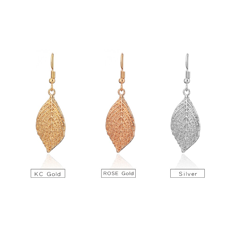 Classic Leaf Drop Earrings for Women Trendy Vintage Long Pendant Dangler Silvery Rose Gold Earring Gift for Girl Jewelry