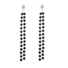 Classic Long Black Beaded Copper Earrings For Women Romatic Fine Jewelry Rhinestone Tassel Black Dangle Stud Earrings To Gift