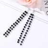 Classic Long Black Beaded Copper Earrings For Women Romatic Fine Jewelry Rhinestone Tassel Black Dangle Stud Earrings To Gift