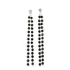 Classic Long Black Beaded Copper Earrings For Women Romatic Fine Jewelry Rhinestone Tassel Black Dangle Stud Earrings To Gift