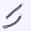 Classic Long Black Beaded Copper Earrings For Women Romatic Fine Jewelry Rhinestone Tassel Black Dangle Stud Earrings To Gift