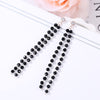 Classic Long Black Beaded Copper Earrings For Women Romatic Fine Jewelry Rhinestone Tassel Black Dangle Stud Earrings To Gift