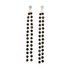 Classic Long Black Beaded Copper Earrings For Women Romatic Fine Jewelry Rhinestone Tassel Black Dangle Stud Earrings To Gift
