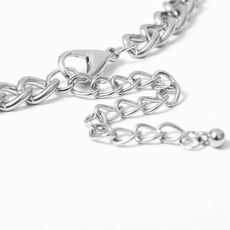 Classic Man Silver color Gold color Chain Metal Necklace Big Clasp Pendant Jewelry 2021 Handmade Stackable Punk Choker