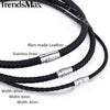 Classic Men's Leather Necklace Choker Black Brown Braided Rope Chain for Men Boy Male Jewelry Gifts collier homme Magnetic UNM27