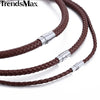 Classic Men's Leather Necklace Choker Black Brown Braided Rope Chain for Men Boy Male Jewelry Gifts collier homme Magnetic UNM27