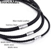 Classic Men's Leather Necklace Choker Black Brown Braided Rope Chain for Men Boy Male Jewelry Gifts collier homme Magnetic UNM27