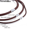 Classic Men's Leather Necklace Choker Black Brown Braided Rope Chain for Men Boy Male Jewelry Gifts collier homme Magnetic UNM27