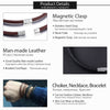 Classic Men's Leather Necklace Choker Black Brown Braided Rope Chain for Men Boy Male Jewelry Gifts collier homme Magnetic UNM27