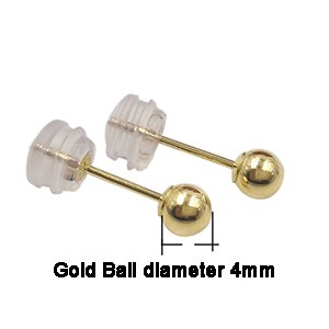 Classic Minimalist Ball 18K Gold bead Stud earring for womens man girls Diameter 3 4 5mm optional real Au 750 stud earring