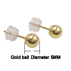 Classic Minimalist Ball 18K Gold bead Stud earring for womens man girls Diameter 3 4 5mm optional real Au 750 stud earring