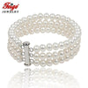 Classic Natural Pearl Strand Bracelet for Women Anniversary Jewelry Gifts 6-7MM White Pearl Jewellery Handmade FEIGE