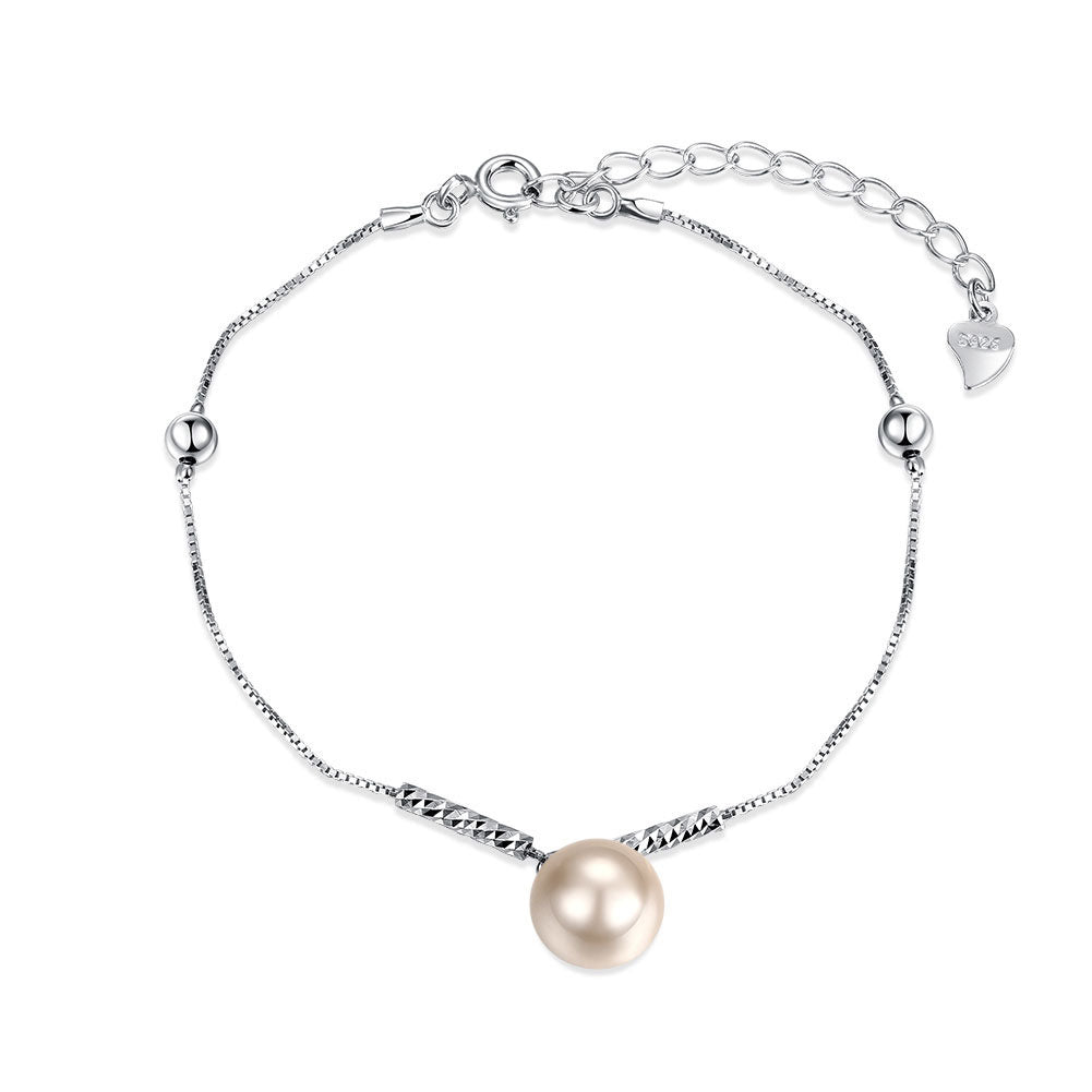 Classic Natural Shell Pearl 925 Sterling Silver Bracelet