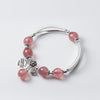 Classic Natural Strawberry Quartz Beads Bracelet 925 Sterling Sliver Lotus Seed Pod Pendant Bracelet LAN CAI Jewelry for Women
