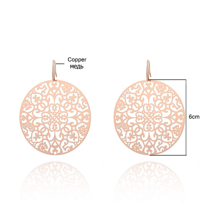 Classic s Big Hollow Flower Drop Earrings For Woman Gold Silver Color Bohemian Jewelry Statement  Party Gift