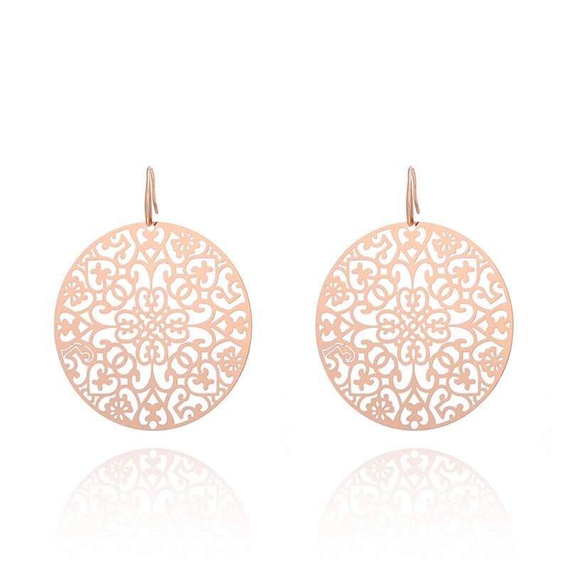 Classic s Big Hollow Flower Drop Earrings For Woman Gold Silver Color Bohemian Jewelry Statement  Party Gift