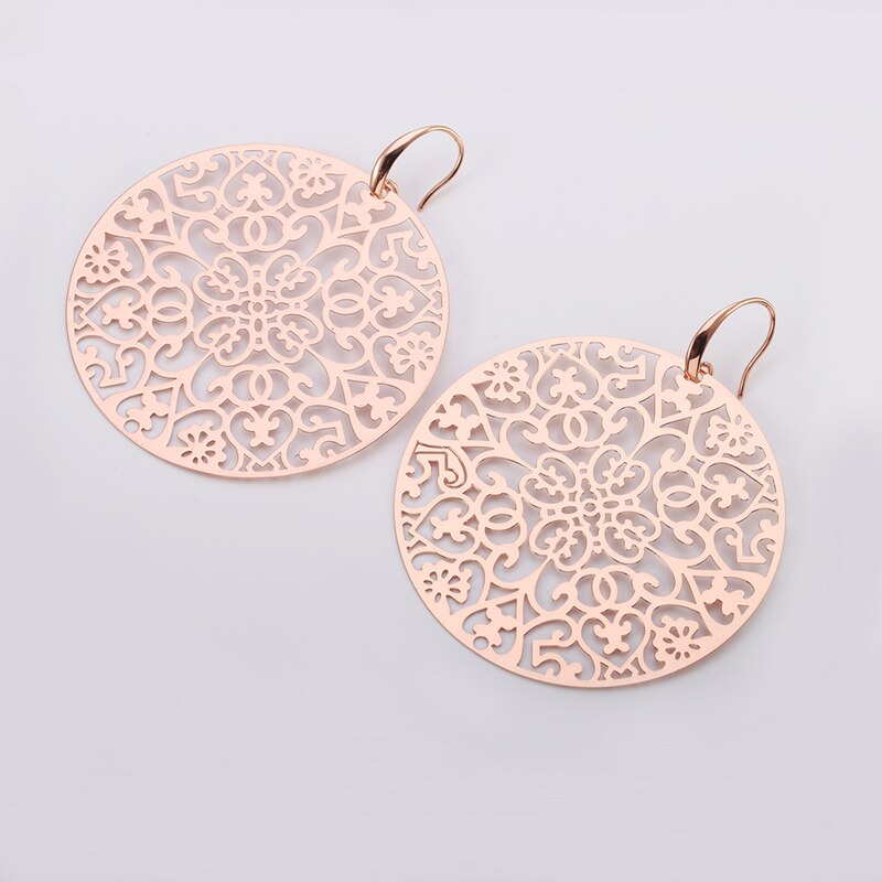 Classic s Big Hollow Flower Drop Earrings For Woman Gold Silver Color Bohemian Jewelry Statement  Party Gift