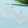 Classic s Big Hollow Flower Drop Earrings For Woman Gold Silver Color Bohemian Jewelry Statement  Party Gift