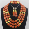 Classic Nigerian Wedding bride jewelry African Coral Beads Jewelry Set Costume Jewelry Sets dubai women necklace set  L1012
