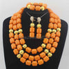 Classic Nigerian Wedding bride jewelry African Coral Beads Jewelry Set Costume Jewelry Sets dubai women necklace set  L1012